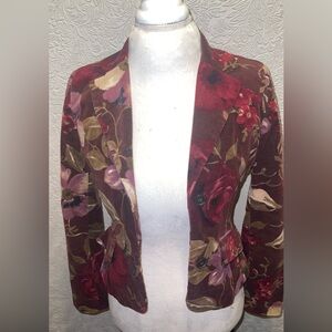 Casual Corner Burgundy Floral Blazer